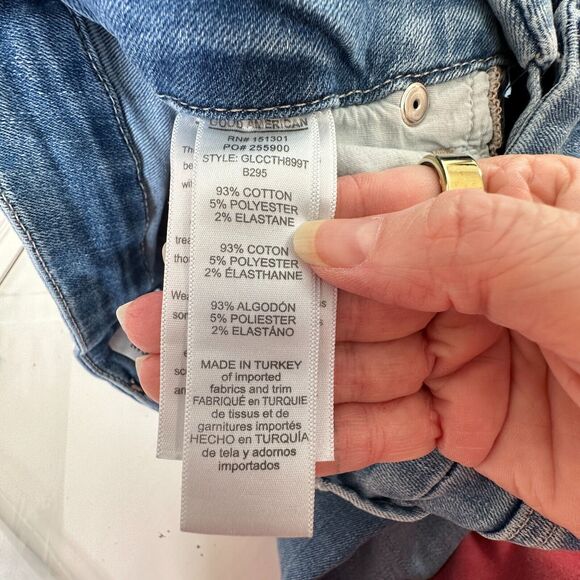 Good American Blue Good Legs Cropped Mid-Rise Body Hug Booty Shaping Raw Hem 28 - Picture 12 of 15